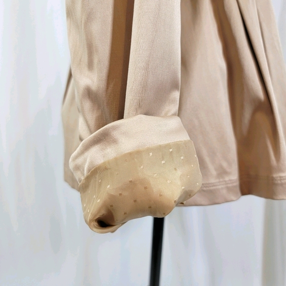 Twenty One Satin Khaki Short Peplum Trench Coat M - Picture 10 of 16